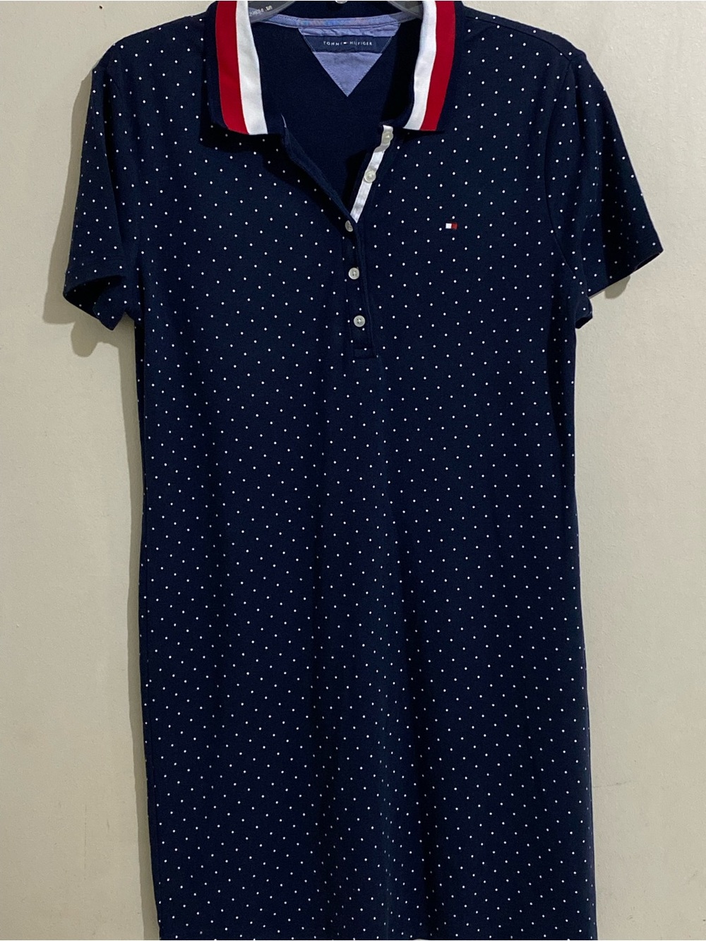 Tommy Hilfiger Navy and White Logo Polo